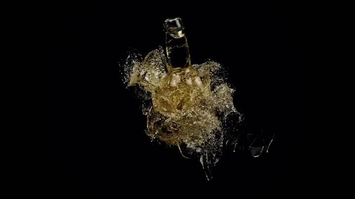 A shattered bottle putting itself back together